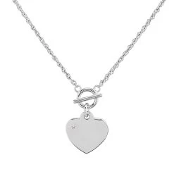 D For Diamond Silver Diamond Heart T-Bar Children's Necklace - D8576