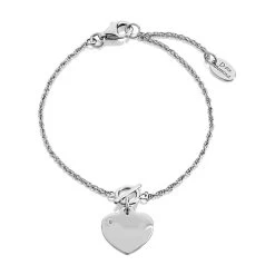 D For Diamond Silver Diamond Heart T-Bar Children's Bracelet - D8577