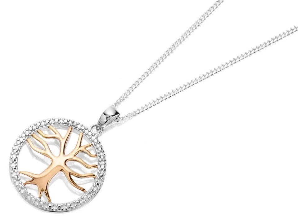 My Diamonds Silver And Rose Gold Plated Diamond F.Hinds Tree Of Life Necklace - D90122