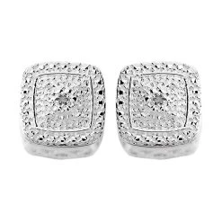 My Diamonds Silver Diamond Cushion Stud Earrings - 9mm - D90135