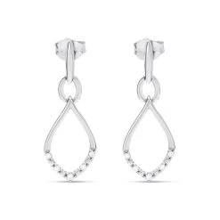 9ct White Gold Diamond Open Teardrop Earrings - 10pts Per Pair - D94105