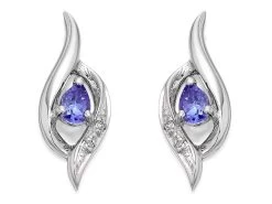 9ct White Gold Tanzanite And Diamond Stud Earrings - D9472