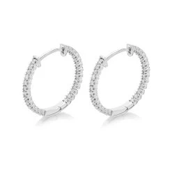 9ct White Gold Diamond Hoop Earrings - 1/2ct Per Pair - D9648