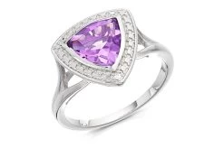 My Diamonds Silver Amethyst And Diamond Ring - D99115