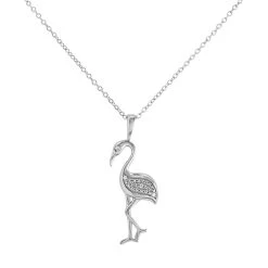 My Diamonds Silver Diamond Flamingo Necklace - D99168