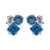 Silver Blue Cubic Zirconia Stud Earrings - F04159