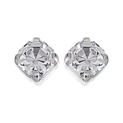 Silver Cubic Zirconia Stud Earrings - 7mm - F04179