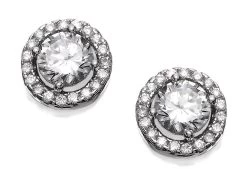 Silver Cubic Zirconia Cluster Stud Earrings - 8mm - F0436