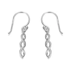 Silver Double Plait Hook Wire Earrings - 28mm Drop - F0540