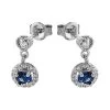 Silver Cubic Zirconia Halo Drop Earrings - 14mm Drop - F11014