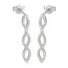 Silver Cubic Zirconia Infinity Drop Earrings - 26mm Drop - F1228
