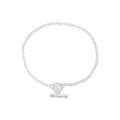 Silver Heart T-Bar Bracelet - 7.5in - F1489