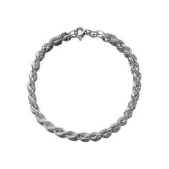 Silver 4mm Wide Twisted Rope Bracelet - 7.25in - F1745