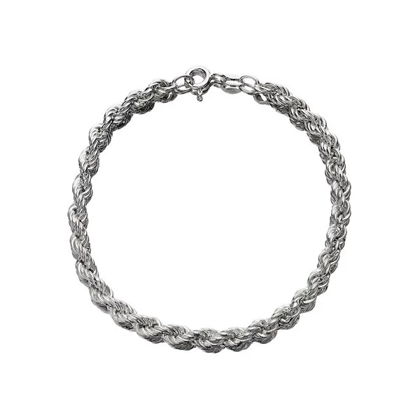 Silver 4mm Wide Twisted Rope Bracelet - 7.25in - F1745