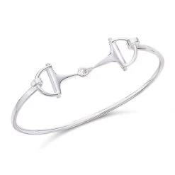 Silver Double Stirrup Clip Bangle - F2727
