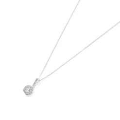 Silver Cubic Zirconia Halo Cluster Necklace - F33003