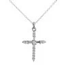 Silver Cubic Zirconia Cross And Chain - F3642