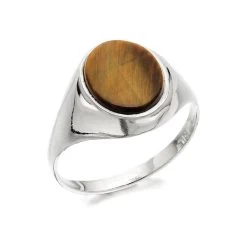 Silver Tiger's Eye Signet Ring - F5115