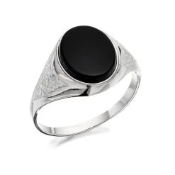 Silver Onyx Signet Ring - F5127