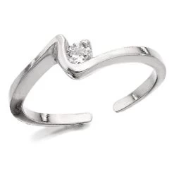 Silver Cubic Zirconia Adjustable Toe Ring - F5649