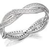 Silver Cubic Zirconia Plait Ring - F6019