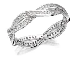 Silver Cubic Zirconia Plait Ring - F6019