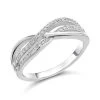 Silver Cubic Zirconia Crossover Band Ring - F6074
