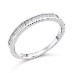 Silver Cubic Zirconia Half Eternity Ring - F6079