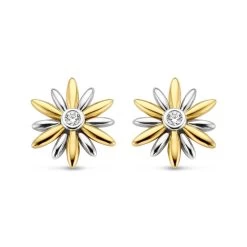 TI SENTO Gold Plated Silver Sunburst Stud Earrings - F6936