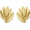9ct Gold Palm Leaves Stud Earrings - 12mm - G0180