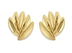 9ct Gold Palm Leaves Stud Earrings - 12mm - G0180