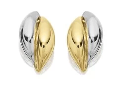 9ct Gold Two Colour Stud Earrings - 9mm - G0184