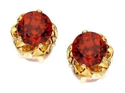 9ct Gold Garnet Stud Earrings - 4mm - G0460