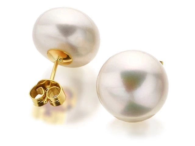 9ct Gold Freshwater Cultured Pearl Earrings - 10-10.5mm - G0548 - Image 2