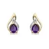 9ct Gold Two Colour Diamond And Amethyst Stud Earrings - G0655