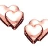 9ct Rose Gold Double Heart Stud Earrings - 7mm - G0706