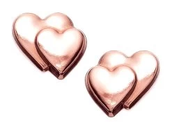 9ct Rose Gold Double Heart Stud Earrings - 7mm - G0706