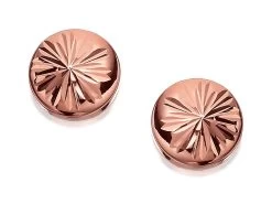 9ct Rose Gold Diamond Cut Disc Stud Earrings - 6mm - G0713