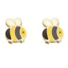 9ct Gold Enamel Bee Stud Earrings - 6mm - G0814