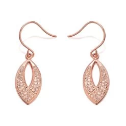 9ct Rose Gold Crystal Ellipse Hook Wire Earrings - G1015