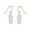 9ct Rose Gold Swirl Hook Wire Earrings - 32mm Drop - G1035