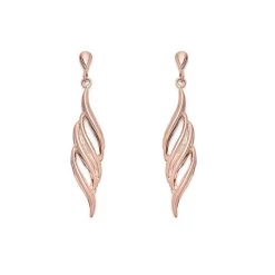 9ct Rose Gold Flame Drop Earrings - G1043