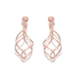 9ct Rose Gold Swirl Drop Earrings - 19mm Drop - G1049