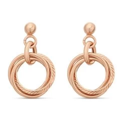 9ct Rose Gold Circle Drop Earrings - 19mm Drop - G1050