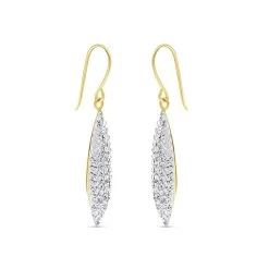9ct Gold Crystal Hook Wire Earrings - 33mm Drop - G1062