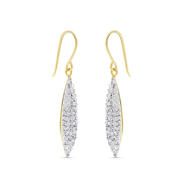 9ct Gold Crystal Hook Wire Earrings - 33mm Drop - G1062