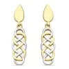 9ct Gold Two Colour Celtic Drop Earrings - 22mm Drop - G1233