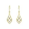 9ct Gold Two Colour Hook Wire Earrings - 42mm Drop - G1450