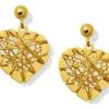 9ct Gold Heart Wire Drop Earrings - 15mm Drop - G1614