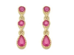 9ct Gold Ruby Drop Earrings - 18mm Drop - G1812